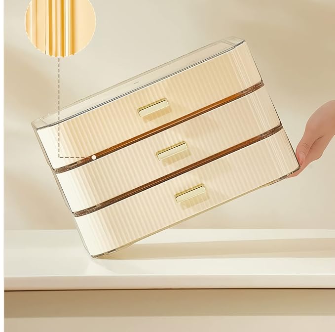 Stackable Plastic Organizer Big & Spacious Drawer | Organize Eyeshadow Palettes, Cosmetics, and Beauty Supplies on a Vanity. 