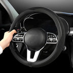 LKWLIKEI Car Steering Wheel Cover, Universal 15 inch, The Latest Microfiber Leather Breathable Technology Fabric, Non-Slip, C