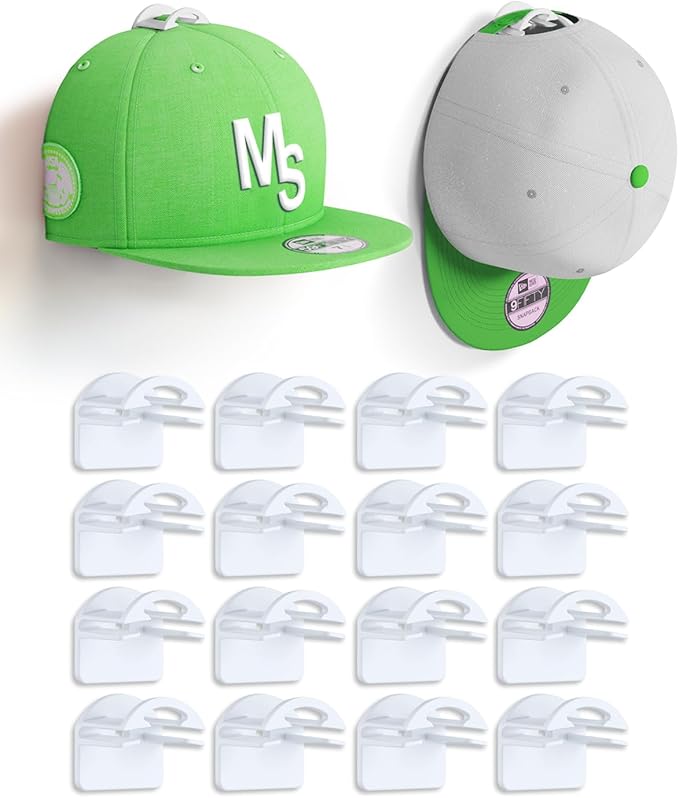 Adhesive Hat Hooks for Wall, Baseball Caps Strong Holdr, Ball Cap Hanger Wall Mount, Hat Display Rack, Hat Organizer Accessor