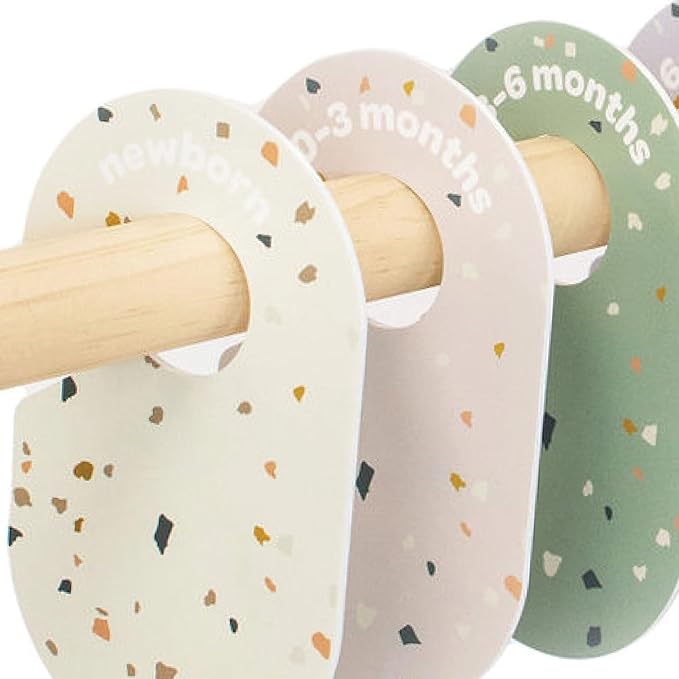 3 Sprouts Baby Closet Dividers 8-Piece Set Newborn to 2T - Double-Sided Organizer for Nursery Clothing Storage - Terrazzo