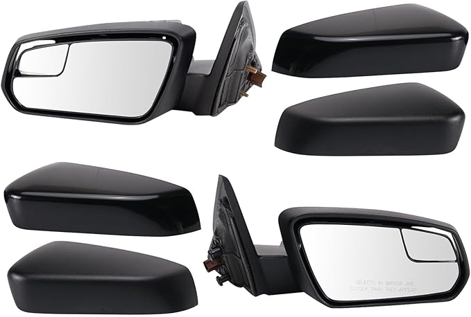 TRQ Driver & Passenger Side Power Mirror Set with Spotter Glass Paint to Match Caps Textured Black Compatible with 2011-2012 