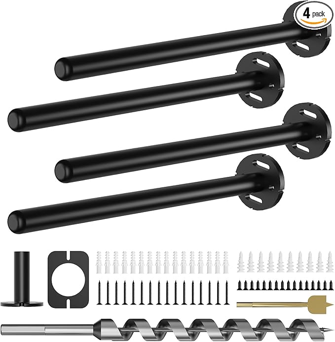 4pcs Wall Shelf Brackets Heavy Duty Floating Shelf Bracket Hidden,Invisible Black Shelving Brackets Decorative Floating Shelf