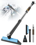 helloleiboo 43.7" Extendable Ice Scrapers for Car Windshield for 12 Adjustable Length Settings with Foam Grip and 360° Pivoting Brush Head Detachable Snow Brush for Truck SUV(Blue)
