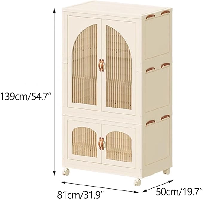 Heavy Duty Clothes Rack - Portable Foldable Wardrobe with Hanging Space on Wheels for Bedroom, Dorm, or Laundry Room Use, 81x