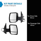 TRQ Driver and Passenger Side Mirror Assembly Set Power Heated Foldaway Textured Black Compatible with 12-21 Nissan NV1500 SV