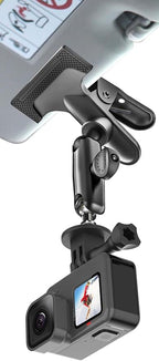 Car Sun Visor Camera Mount Holder for GoPro - [Metal Super Clamp] 360° Ballhead Magic Arm Accessories with 1/4"-20 Thread, for GoPro Hero13 Black 12 11 10 9 8 7, Insta360 X3 X4 Go3 Ace Pro DJI Action