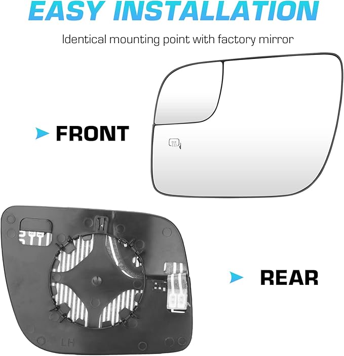 New Driver Left Side Heated Mirror Glass Fit for 2011-2017 Ford Explorer Blind Spot Mirror Glass - Left Pass Heated Convex Mirror Glass Replacement for BB5Z17K707L, BB5Z17K707M