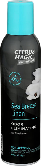 Citrus Magic On The Go Odor Eliminating Air Freshener Spray for Auto, Sea Breeze Linen, 8-Ounce, Pack of 2