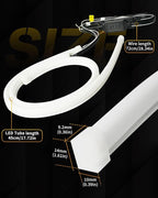 Qasim Led Sequential Turn Signal Strip, 18inch LED Strip Daytime Running Light 12V LED Tube Car Interior/Exterior Decoration White/Amber-1Pair