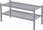 ROMGUAR CRAFT 2 Tier Bamboo Shoe Rack for Closet Free Standing Wood Shoe Shelf for Entryway Small Space Stackable 27"x11"x13"