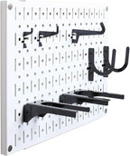 Wall Control Pegboard Wall Organizer Tiles Modular Metal Pegboard Tiling Set - Four 12-Inch Tall x 16-Inch Wide White Peg Boa