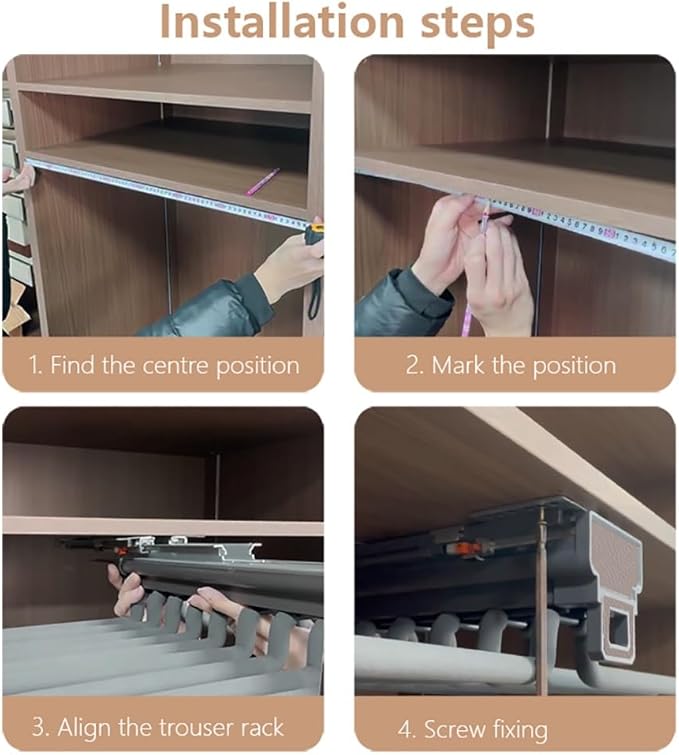 Pull Out Trouser Rack 16-24 Arms, Double Row Hanger, Extendable Pants Holder Sliding Closet Hanger Rail for Pants Clothes Org
