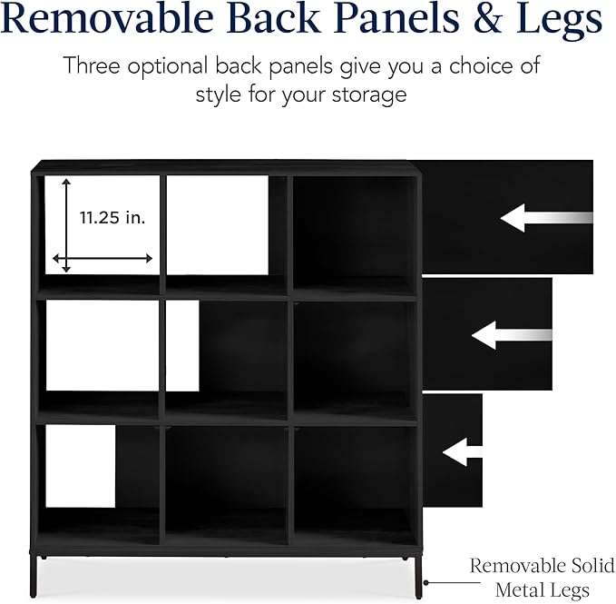 Best Choice Products 9-Cube Bookshelf, 3-Tier Wood Storage Bookcase W/Legs, 11in Shelf Opening, Cube Organizer, Living Room, 