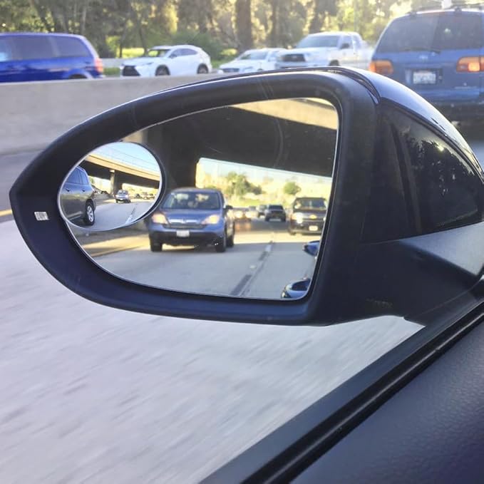 Ampper Blind Spot Mirror Oval, HD Glass Frameless Stick on Adjustabe Convex Wide Angle Rear View Blind Spot Car Mirror for Car Blind Spot, Pack of 4