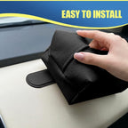 Car Tissue Holder, Leather Auto Headrest Hanging Napkin Box with Magnet-Attracting Adhesive Strip, Universal Vehicle Interior Paper Storage Organizer for Sun Visor, Center Console (Black)