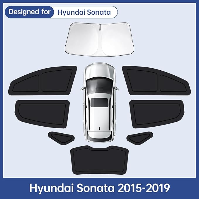 Car Window Shades for Hyundai Sonata 2015-2019, Full Car Window Covers for Privacy, Sunshades for Sonata Front Rear Windshield Side Windows to Block UV and Protect Privacy(8pcs)