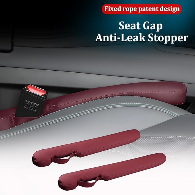 Car Seat Gap Filler, 2PCS Between Vehicle Seats Console Organizer Stop Things from Dropping, Automotive Interior Chair Gap Coverage Fill, Universal for SUV Automobile Truck (Wine Red)