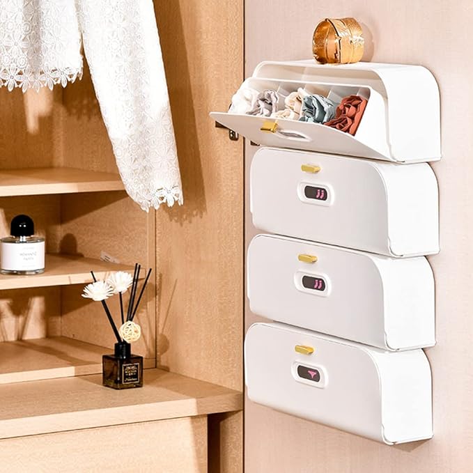 Underwear Socks Storage Box, Multifunctional Storage Box, Plastic Wall Mount Underwear Drawer Organizer, Can Be Used to Store