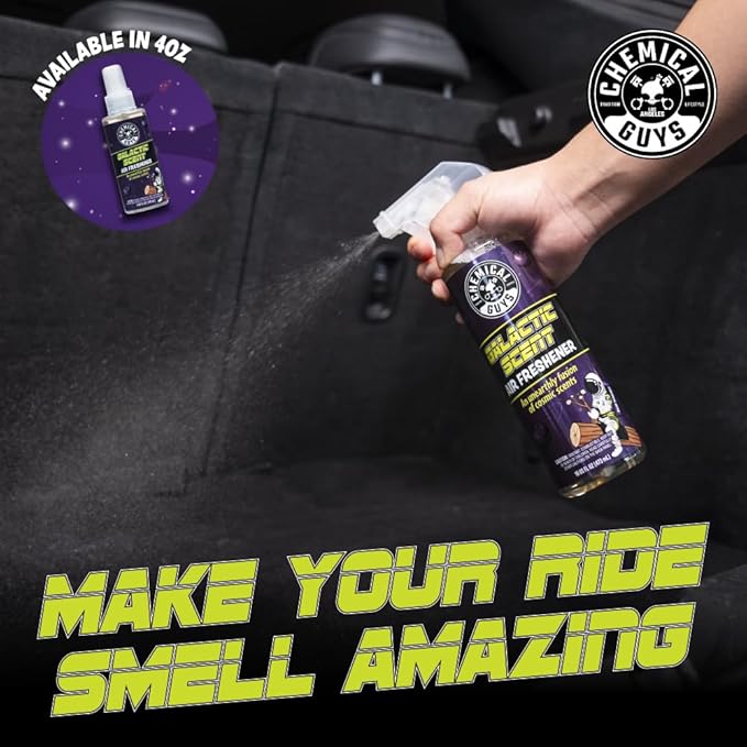 Chemical Guys Galactic Scent Air Freshener and Odor Eliminator, 16 fl oz with 3 Pack of Hanging Air Fresheners (Great for Car