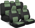 BDK PolyPro Car Seat Covers Full Set Front & Rear - Black/Green