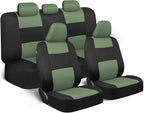 BDK PolyPro Car Seat Covers Full Set Front & Rear - Black/Green