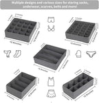 Lourome Underwear Organizer, 10 Set Foldable Fabric Underwear Drawer Organizer and Sock Organizer, Drawer Organizers for Clot