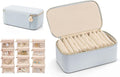 VLANDO Travel Jewelry Box Organizer – Portable PU Leather Jewelry Case with 6/8/12 Zippered Pouches, Compact Storage for Earr