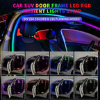 Car SUV Door Frame Ambient Light Lighting, Car Door Ambient Lights LED RGB, Automotive Auto Interior USB Neon Accent Lights Strip Accessories, App Remote Control Music Sync, Acrylic, 2 Pack*11.48ft
