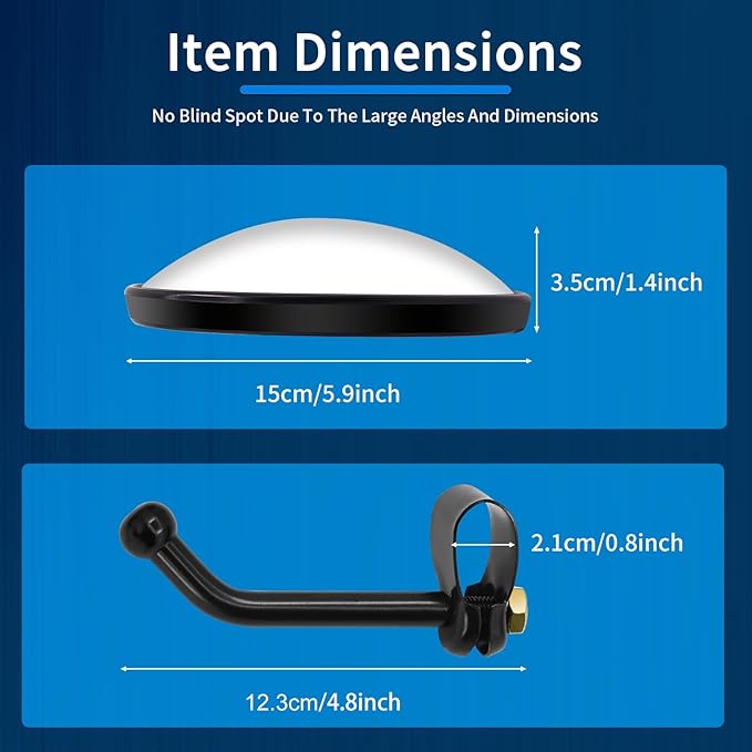 5.9-inch Round Convex Mirror with Tube Mounting Bracket- Convex Blind Spot Mirror for Truck/Bus/Van/Tractor/Tow/Forklift- 1PCS (2)