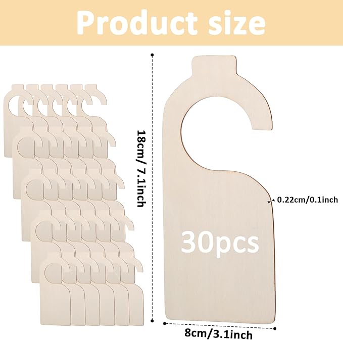 LLOUSSAK 30 Pieces Blank Closet Dividers, Wooden Closet Size Divider, Blank Organizers Hanger Separators Hanging Closets Divi
