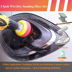 134Pcs Sandpaper 3Inch Sanding Disc Drill Polishing Kit, Wet Sanding Paper Headlight Restoration Kit, 60-10000Grit Hook & Loo