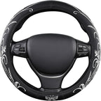 Car Leather Steering Wheel Cover - Panapi Material, Universal 14.5-15 Inch Leather Anti-Slip Breathable Auto Steering Wheel C