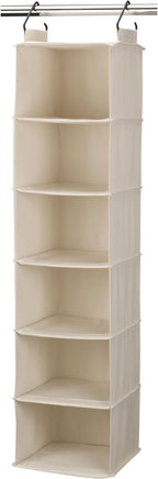 Household Essentials Cedarline 6-Shelf Hanging Closet Organizer, Heavy-Duty Cotton Canvas, Breathable, Versatile, Compact, Pe