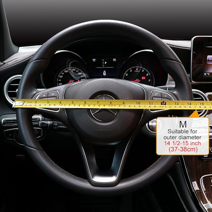 COFIT Breathable Car Steering Wheel Cover 15 inch Auto Universal Leather Wrap Non-Slip Steeringwheel Protector Automotive Int