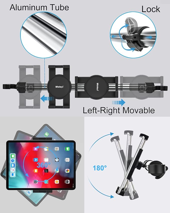 woleyi Car Headrest Tablet Holder Mount - [Anti Shake & Stretchable] Tablet Holder Back Seat for Car Between Kids Stand, for iPad Pro Air Mini, Galaxy Tab, Kindle Fire, Switch, iPhone, 4.7-13" Devices