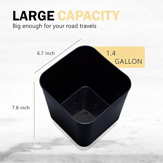Large Black Car Trash Can Waterproof & Leakproof Car Garbage Bin with Floor Mat Clip, Anti-Slip Design, Portable Auto Trash Container for Car, SUV, Truck, or Van Durable & Easy to Clean