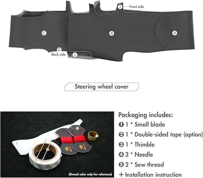 MEWANT Steering Wheel Covers for Ford F-150 2021-2025 / F-150 Lightning 2022-2025 Hand-Stitched F150 Steering Wheel Wrap