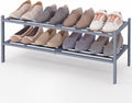 Smiry Long Bamboo Shoe Rack 2-Tier, Stackable Wooden Shoe Organizer for Entryway & Closet, Free Standing Wood Shoe Storage Sh