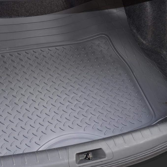 Motor Trend FlexTough™ Baseline Rubber Car Floor Mats with Trunk Mat Cargo Liner, Front & Rear Combo Set fits Most Car SUV Van Coupe Sedan, Heavy Duty All Weather Trim to Fit