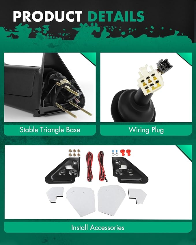 SCITOO Towing Mirrors Compatible With 1998-2001 for Dodge for Ram 1500 for Ram 2500 for Ram 3500 Truck A Pair(Left Right Side Tow Mirrors) Power Adjusted Heated With Turn Signal Light Chrome Housing