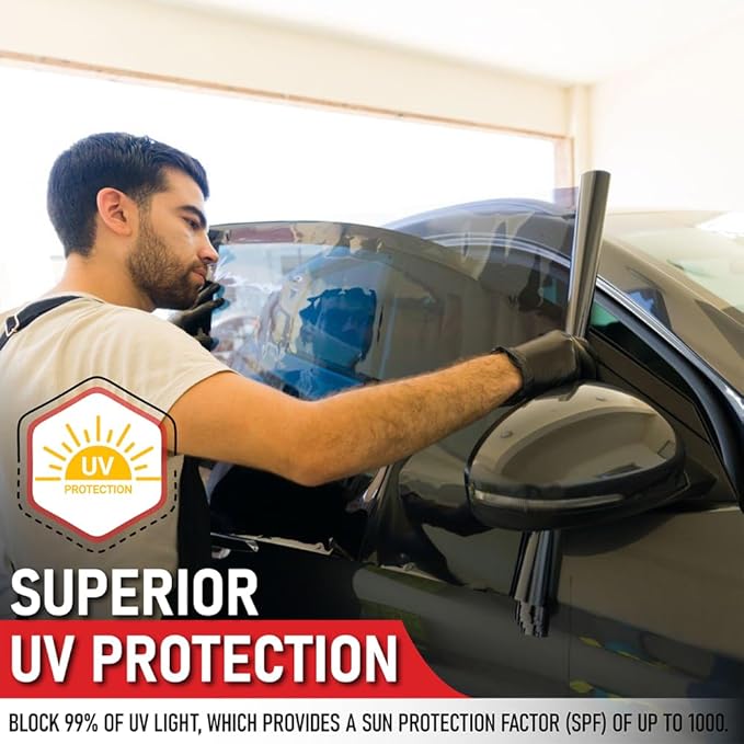 United Universal Black 1Ply Window Tint Film - 20" x100', 20% VLT Dyed PET Film, Deep Black Shade, 99% UV Block, Privacy & Interior Protection Film for Car, Truck, SUV, Home – Heat & Glare Control