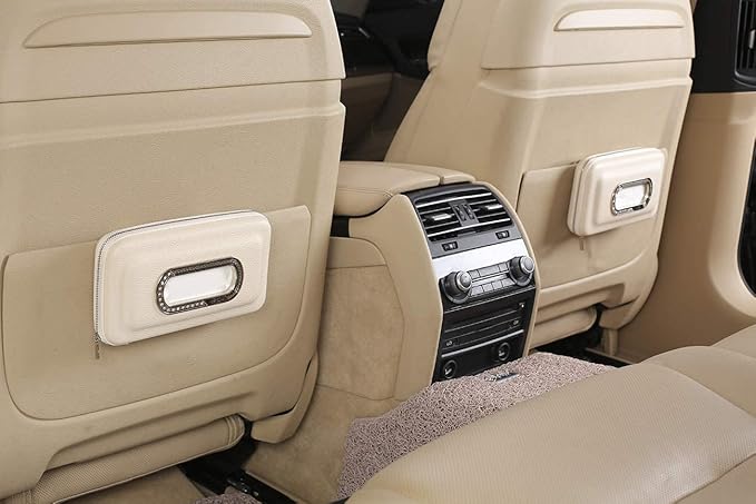 Car Tissue Holder, Sun Visor Napkin Holder, Car Visor Tissue Holder, Luxury PU Leather Backseat Tissue Case Holder (Beige)