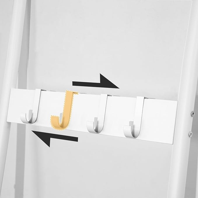 HOOBRO Blanket Ladder, 5-Tier Towel Rack with Hooks, Wall-Leaning Blanket Rack, Decorative Display Ladder Shelf, for Scarves,