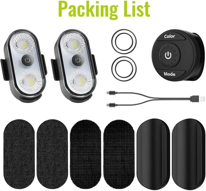 Wireless LED Lights for Car 2PCS- Button and Remote Control Interior Ambient Strobe Light, USB-C 120H 8 Colors IP65 Waterproof Rechargeable Underglow Light for Cars, Trucks, eBike, Motorcycle
