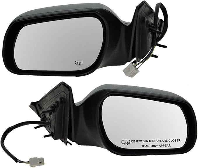 TRQ 2 Piece Driver and Passenger Side Mirror Assembly Set Electric Adjustment Heated No Memory Black Compatible with 2003-200