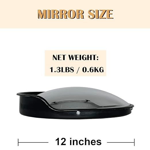 Convex Mirror - 12" Safety Mirrors for Garage, Warehouse, Pole-Mount Large Security Mirror for Driveway with Flexible PC Lens (12 Inch, Black)