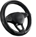 it’s us Premium Leather Steering Wheel Cover - Universal Fit 15 inch with Non-Slip Grip & Gray Stitching