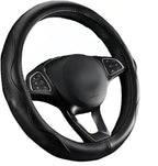 Leather Steering Wheel Cover Women for Toyota Acura Audi BMW Buick Cadillac Chevrolet Chrysler Dodge Ford GMC Honda Jaguar Jeep Kia Mazda Mercedes-Benz Nissan Subaru MINI Cooper (Black, 15 inch)