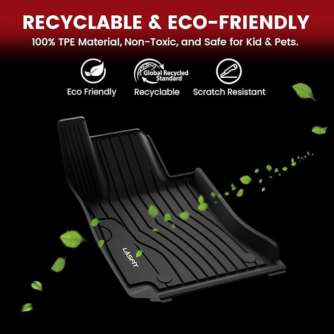 LASFIT Floor Mats for Mercedes Benz C Class 2026 2025 2024 2023 2022 C300 / C43 AMG / C63 AMG S E (Fit Sedan Only), All Weather TPE Floor Liners for C Class Car Mats, 1st & 2nd Row Set