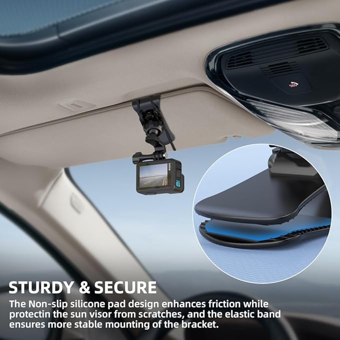 Car Sun Visor Mount VLOG/Video Holder, Quick Clip Mount for Car Sun Visor Compatible with DJI Action 6/5 Pro/ 4/3, GoPro Hero 13/12/11/10, Insta360, AKASO and More